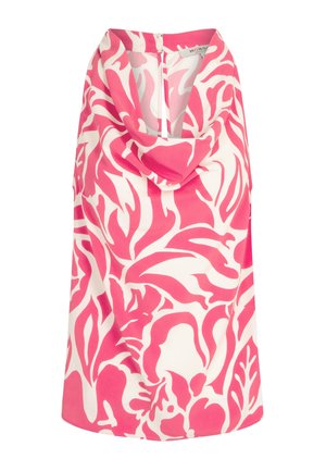 Ärmelloses Top mit Cowl-Neck aus leichtem Stoff, das mit einem rosa-weißen Blumenmuster versehen ist und einen dezenten Reißverschluss hinten hat.