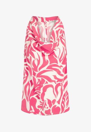 Ärmelloses Top mit Cowl-Neck aus leichtem Stoff, das mit einem rosa-weißen Blumenmuster versehen ist und einen dezenten Reißverschluss hinten hat.