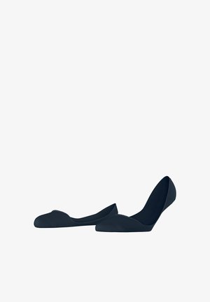 Paar schwarze, niedrig geschnittene, unsichtbare Socken vor weißem Hintergrund, entworfen für minimale Knöchelbedeckung.