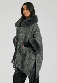 South Beach FAUX FUR PONCHO - Poncho - grey