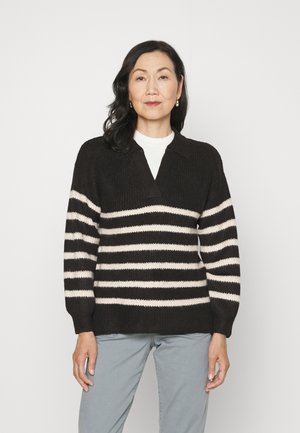 STRIPED COLLARED - Trui - black mix