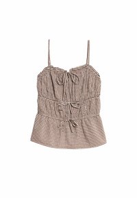 Marks & Spencer RICH GINGHAM TIE FRONT - Top - brown mix