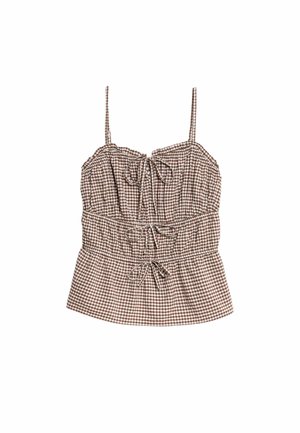 Marks & Spencer RICH GINGHAM TIE FRONT - Top - brown mix