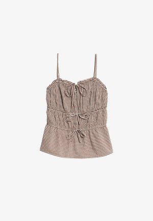 Marks & Spencer RICH GINGHAM TIE FRONT - Top - brown mix