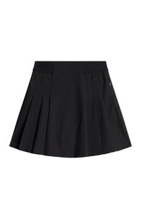 Czarna plisowana spódnica z szerokim, elastycznym paskiem w talii i kieszenią na suwak z boku. Wykonana z gładkiego, lekkiego materiału w jednolitym kolorze.