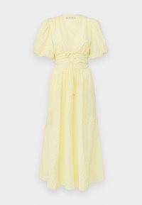 PUFF SLEEVE PLUNGE FLOWY - Maksimekko - pastel yellow