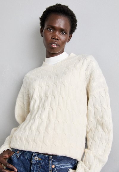 RE/DONE CABLE VNECK - Vesta - ivory