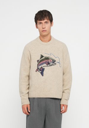 TROUT GRAPHIC ESSENTIAL CREW SWEATER - Džemper - off-white
