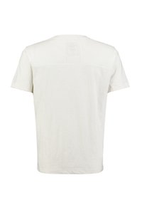 Witte t-shirt met korte mouwen en een ronde hals, met een gestructureerd paneel op de bovenrug en subtiele stiksels. Zachte stof.