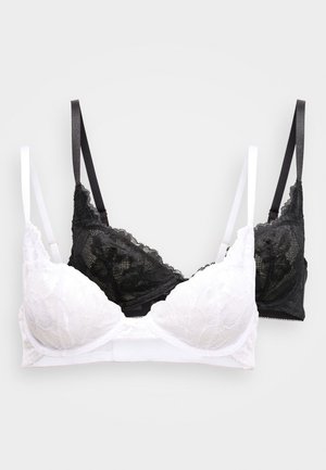 PERFECT NON PADDED PLUNGE 2 PACK - Kolmnurklõikega rinnahoidja - black/white