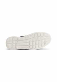 Witte rubberen zool met een gestructureerd rasterpatroon, gebogen vorm en een lichte kromming. Ontworpen voor grip en comfort.