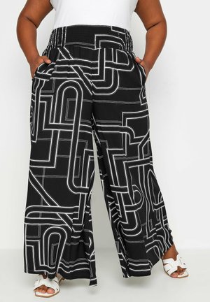 ABSTRACT PRINT WIDE LEG  - Trousers - black