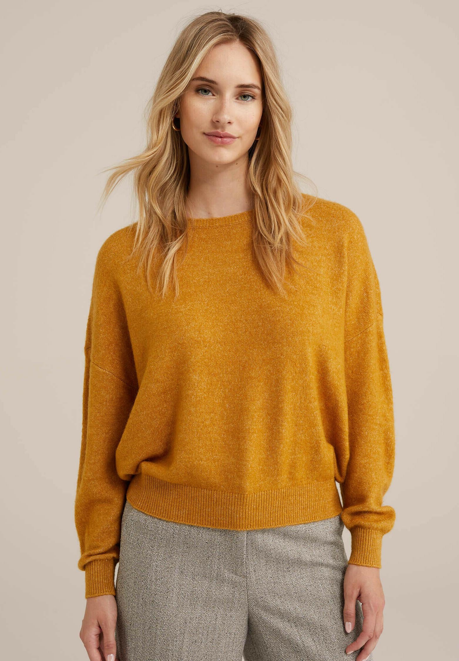 Dames Trui Herfst Winter Warme Coltruien Casual Losse Oversized Gebreide Trui Top (Geel 1 One Size