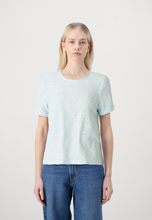 Pieces PCSANNI O NECK EMBRODERY - Potiskana majica - nantucket breeze
