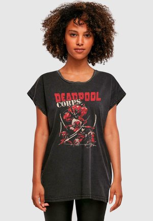 LADIES DEADPOOL - FAMILY CORPS ACID WASHED - Print T-shirt - black