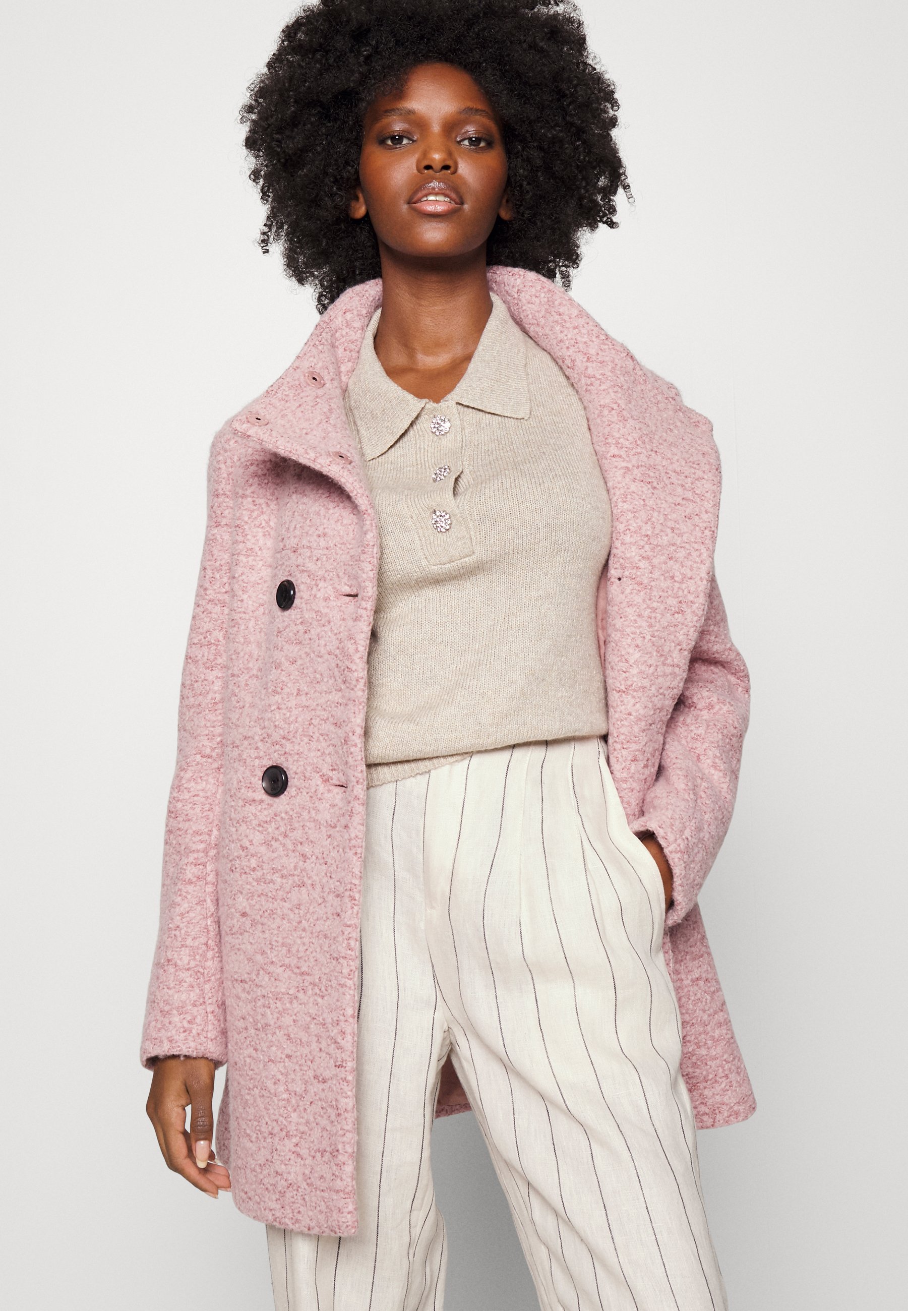 topshop pink boucle coat