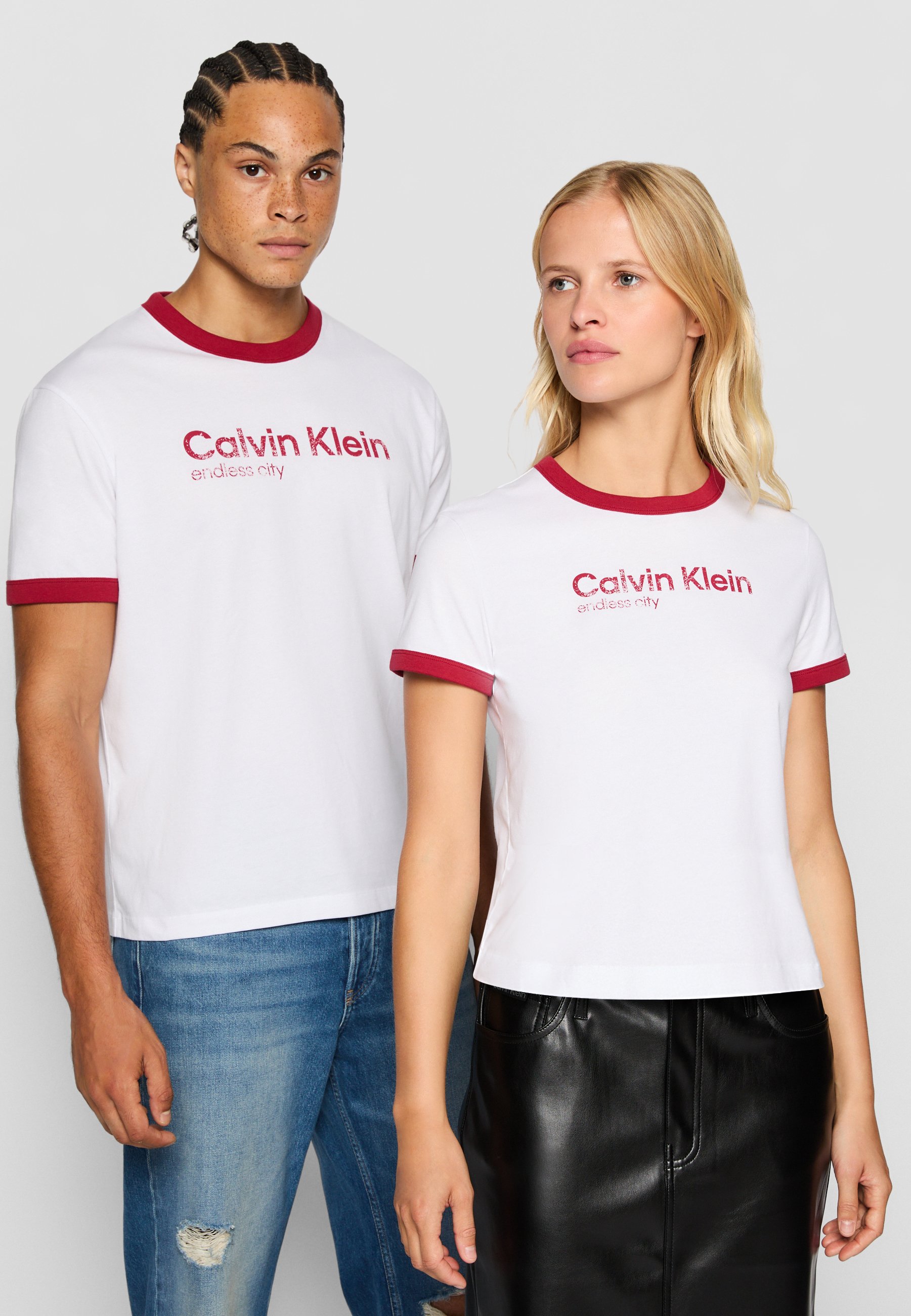 売れ筋商品|||カルバンクライン Tシャツ レディース トップス EXCLUSIVE ENDLESS CITY GRAPHIC BABY TEE - Print T-shirt - bright white Calvin Klein Jeans EXCLUSIVE ENDLESS CITY GRAPHIC TEE UNISEX