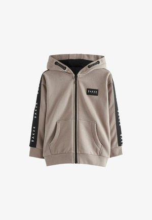REGULAR FIT - Športna jopa s kapuco na zadrgo - stone