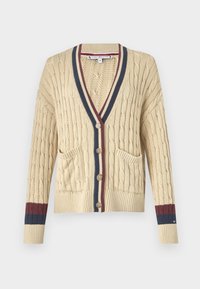 Tommy Hilfiger VARSITY CABLE CARDI V-NECK - Ζακέτα - country ivory