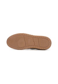 Beige Gummisohle mit strukturiertem Profil, das eine glatte Mittelpartie und ein rechteckiges Verstärkungselement aufweist. Größe 37 gekennzeichnet.
