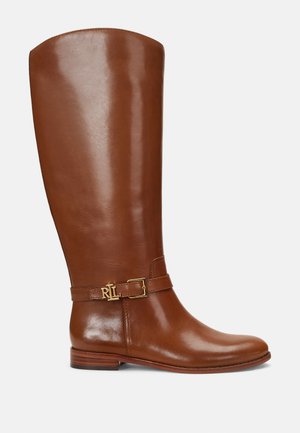 BROOKE BURNISHED LEATHER RIDING BOOT - Boots - deep saddle tan