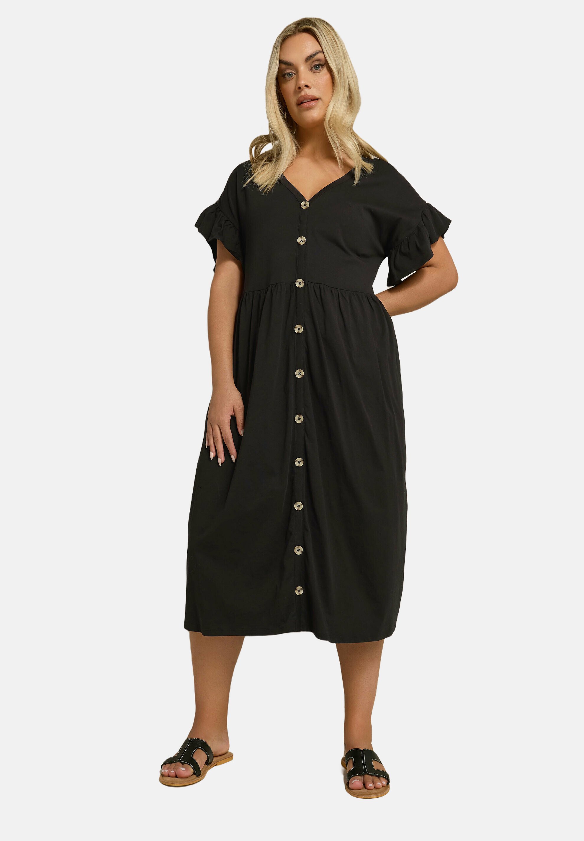 Yours Clothing CURVE PEPLUM - Day dress - black - Zalando