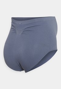 Mutande a vita alta, senza cuciture, in un morbido tessuto grigio-blu, con una leggera texture, un retro sagomato e una vita elastica per il massimo comfort.