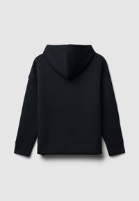 Felpa nera con cappuccio realizzata in un tessuto morbido e texturizzato, vestibilità rilassata e tasca a marsupio sul davanti.