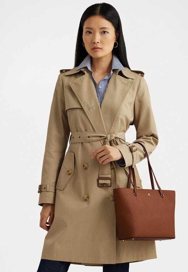 CROSSHATCH LEATHER MEDIUM KARLY TOTE - Handbag - tan2