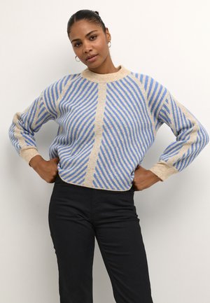 Kaffe KAVERA - Strickpullover - beige cornflower stripe