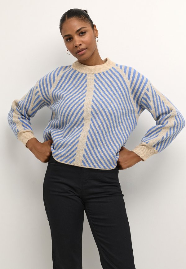 KAVERA - Strickpullover - beige cornflower stripe
