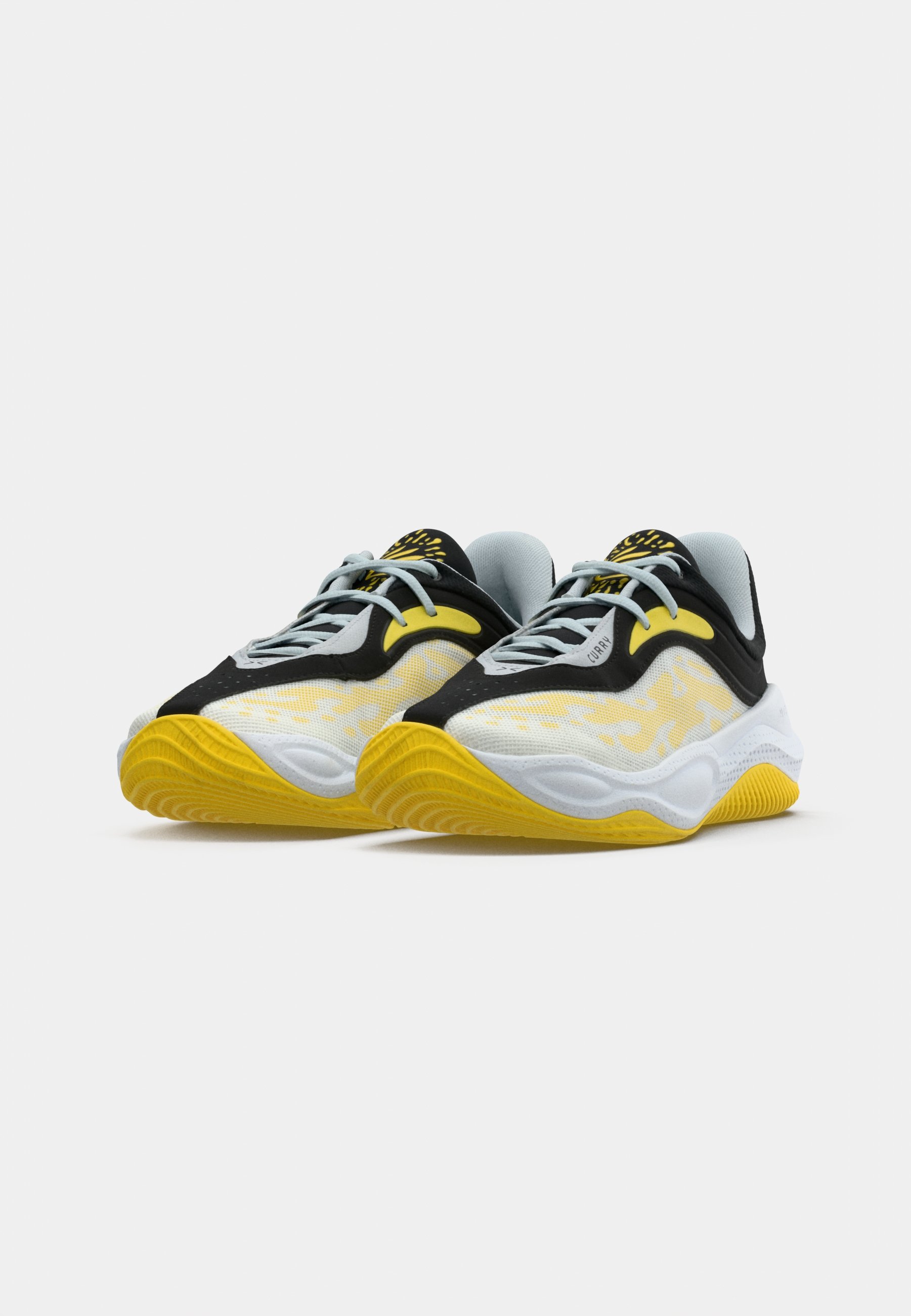 yellow and white basketball shoes