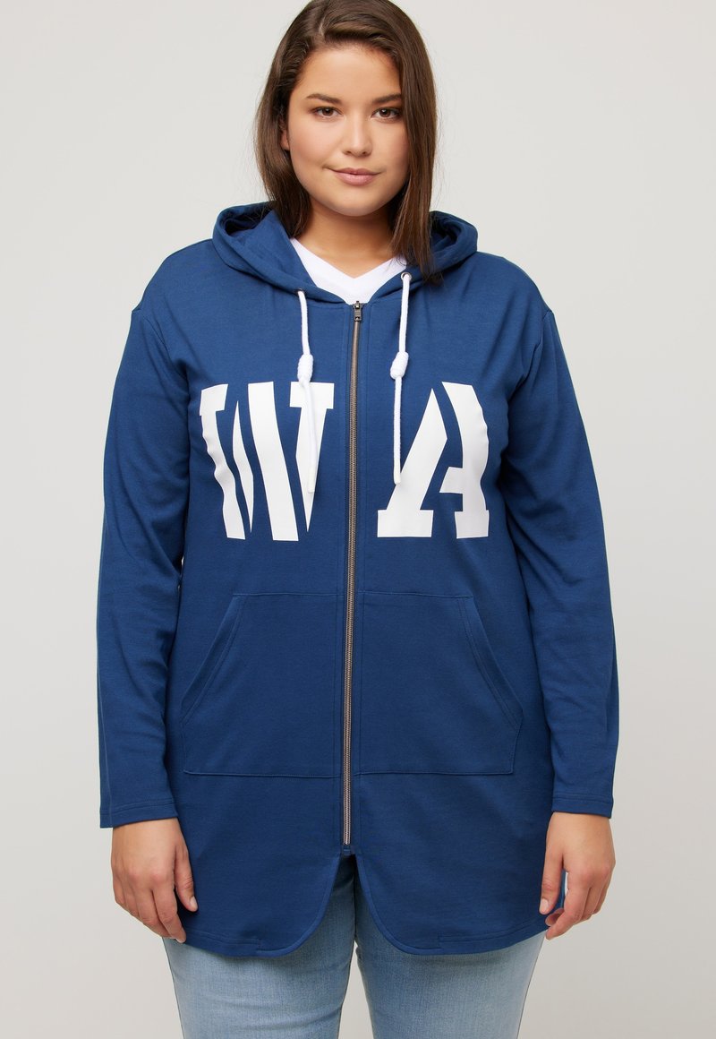 Ulla Popken Mikina na zip - dark blue