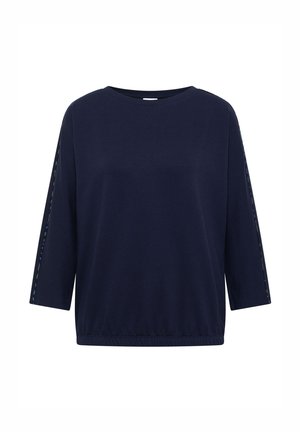 Cecil, BATWING TOP WITH LEOPARD-PRINT PIPING - T-shirt à manches longues - urban dark blue