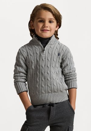 CABLE KNIT COTTON QUARTER-ZIP JUMPER - Svetr - andover heather