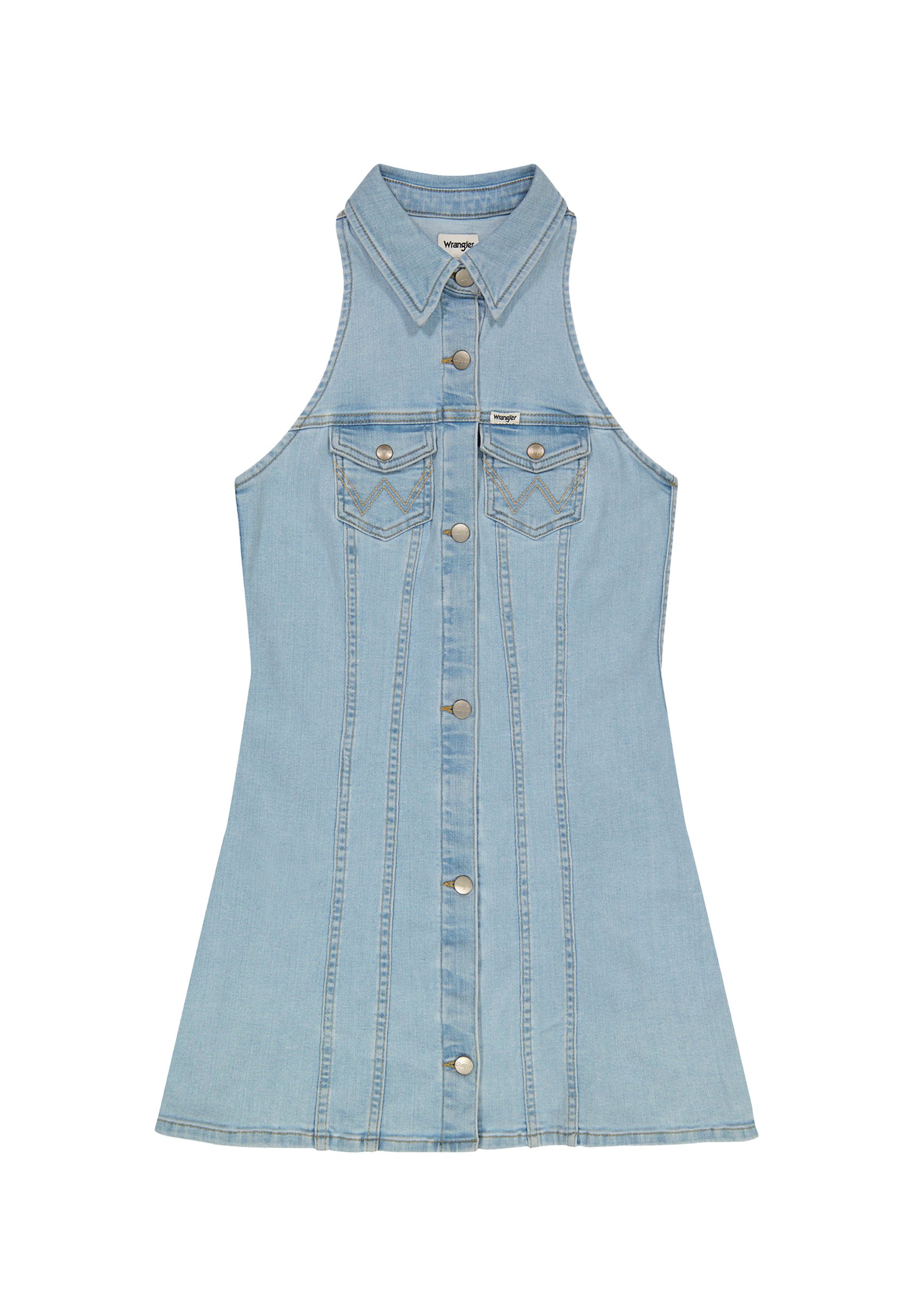 Wrangler COLLARED - Denim dress - sunbleach/light-blue denim