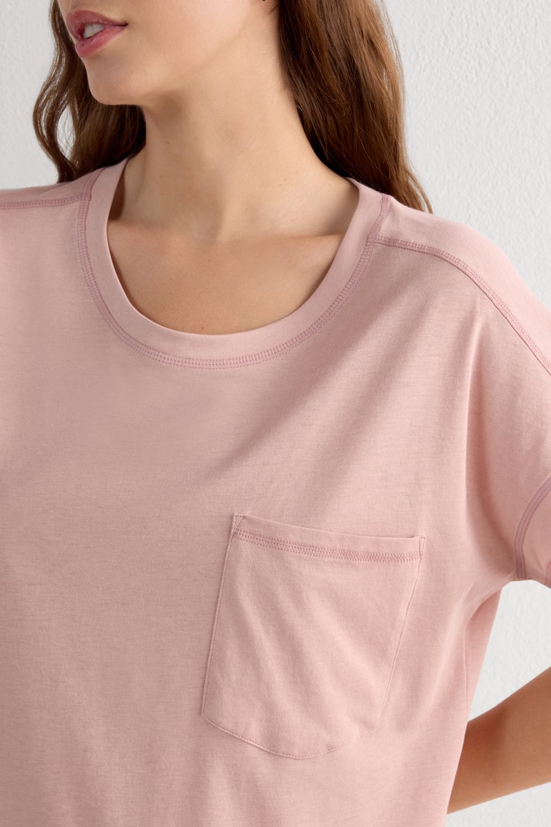 Normann Elegante camicia da notte da donna a maniche corte con