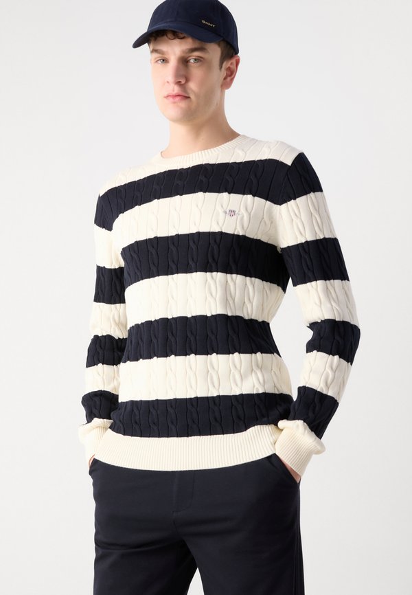 STRIPED CABLE C NECK - Jumper4