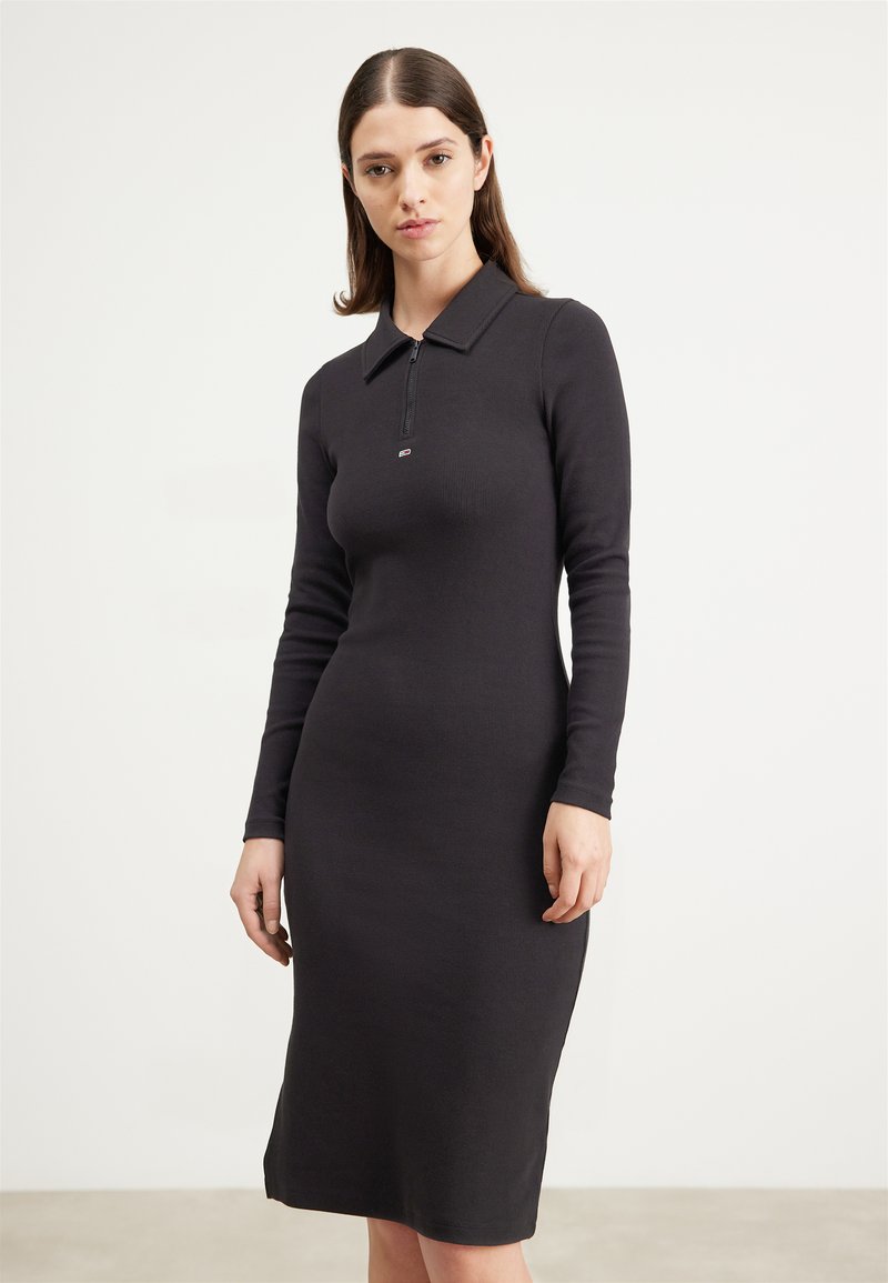 Tommy Jeans HALF ZIP POLO DRESS Day dress black Zalando.ie