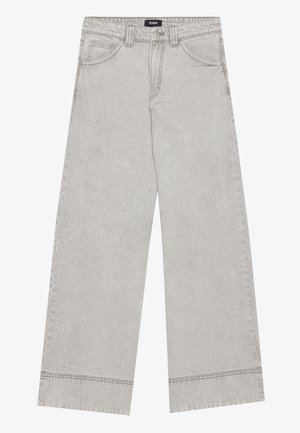 Heledad hallideg jeansid on keskmise kõrgusega vöökoht, viis taskut ja kontrastsed õmblused. Denim on sileda tekstuuriga ja minimaalsete plekkidega.