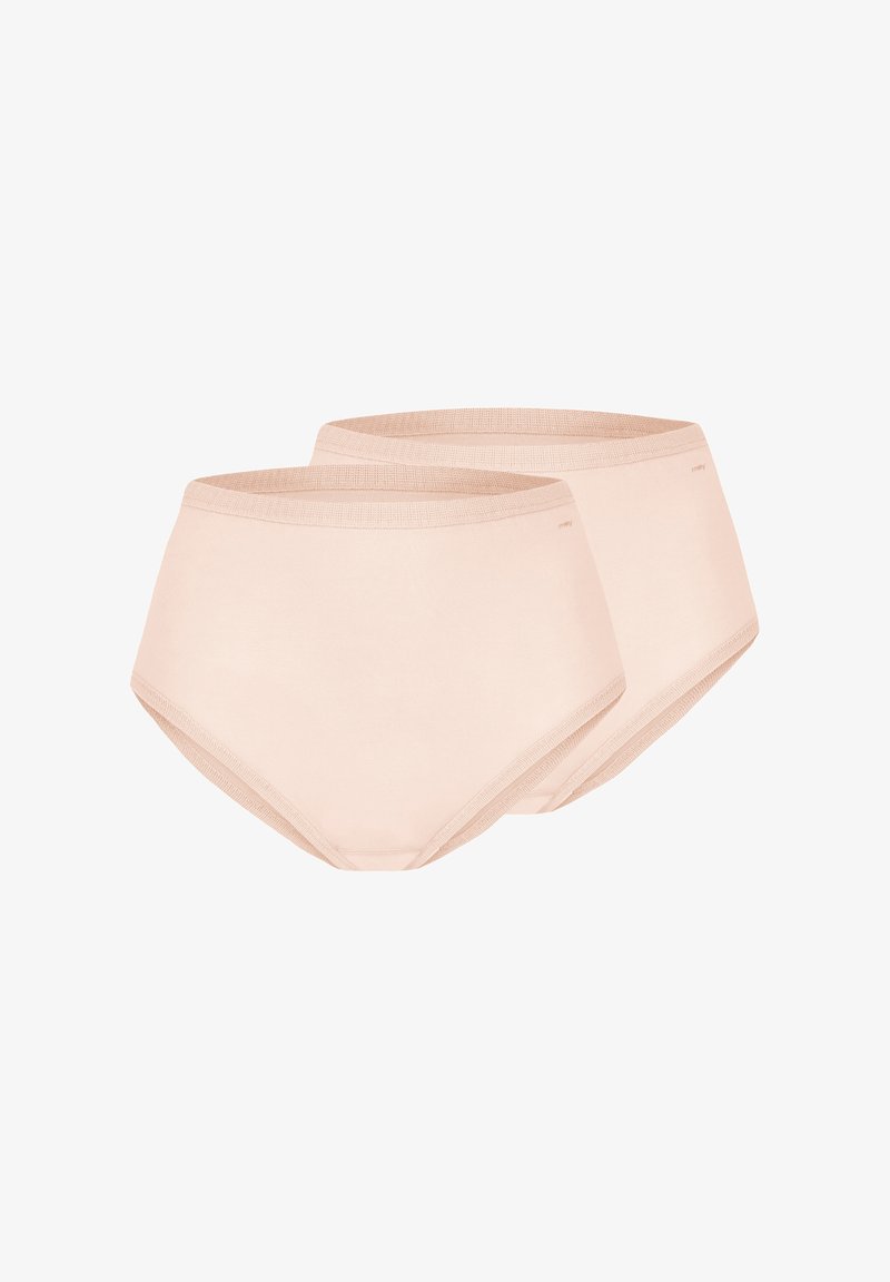 Light pink cotton high-waisted women's underwear with elastic waistband, featuring a smooth texture and no visible patterns. Pack of two.