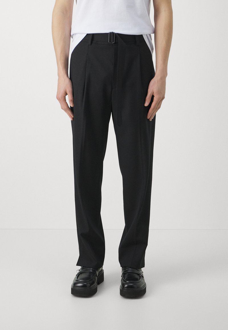 Men's Black Solid Trousers