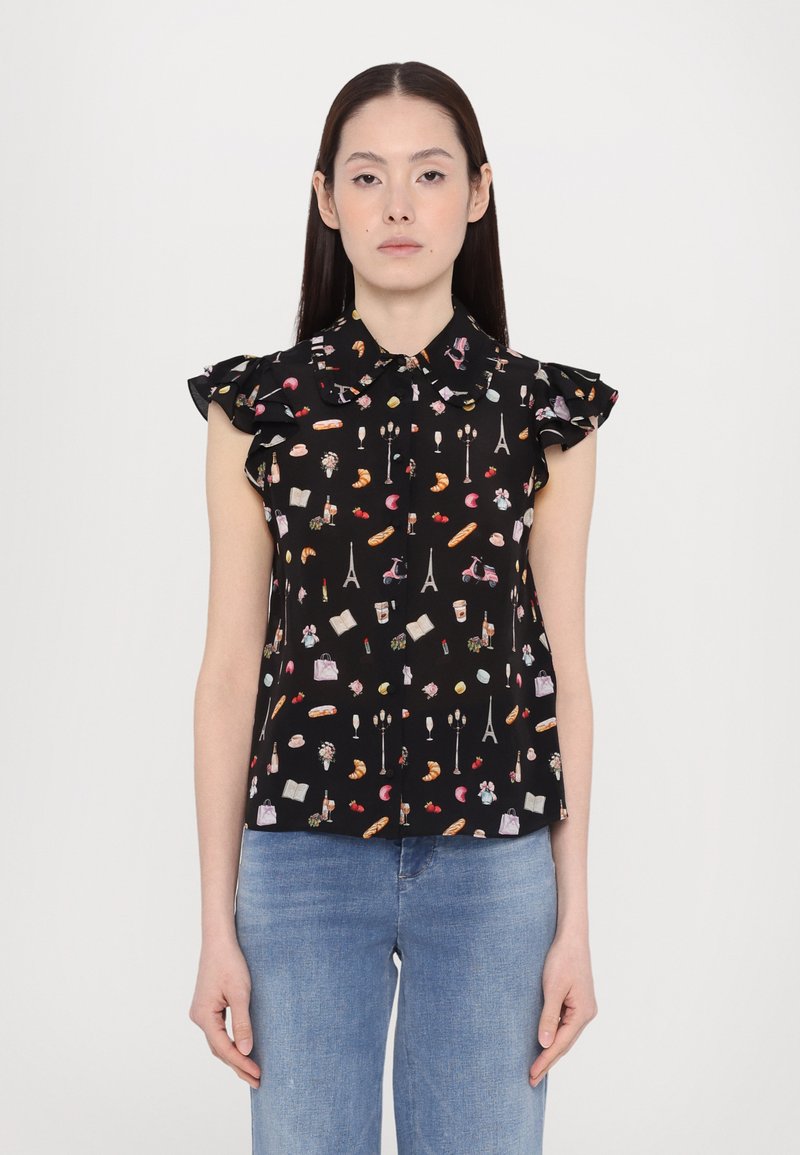 Alice + Olivia MARTEL FLUTTER BLOUSE - Skjortebluser - black