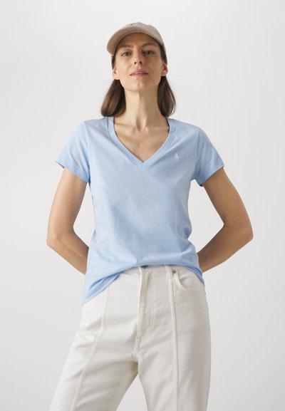 Polo Ralph Lauren COTTON JERSEY V-NECK T-SHIRT - Pamata T-krekls - office blue