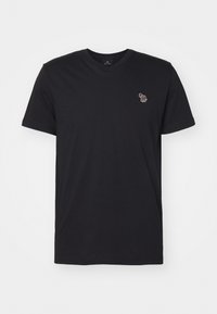 V NECK ZEBRA - Jednoduché tričko - black