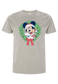 Henry Tiger MICKEY & FRIENDS MICKEY CHRISTMAS WREATH UNISEX - Camiseta estampada - melange grey
