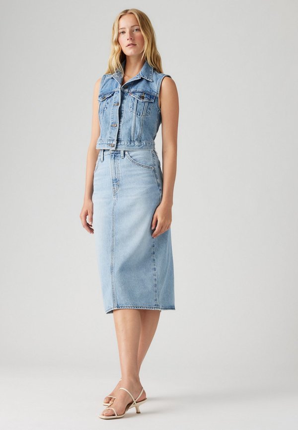 HR BACK SLIT SKIRT - Denim skirt - riveting clean hem2