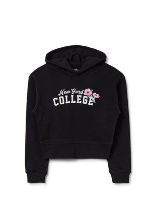 CROP WITH "NEW YORK COLLEGE" PRINT WITH EMBROIDERY. - Jersey con capucha - black