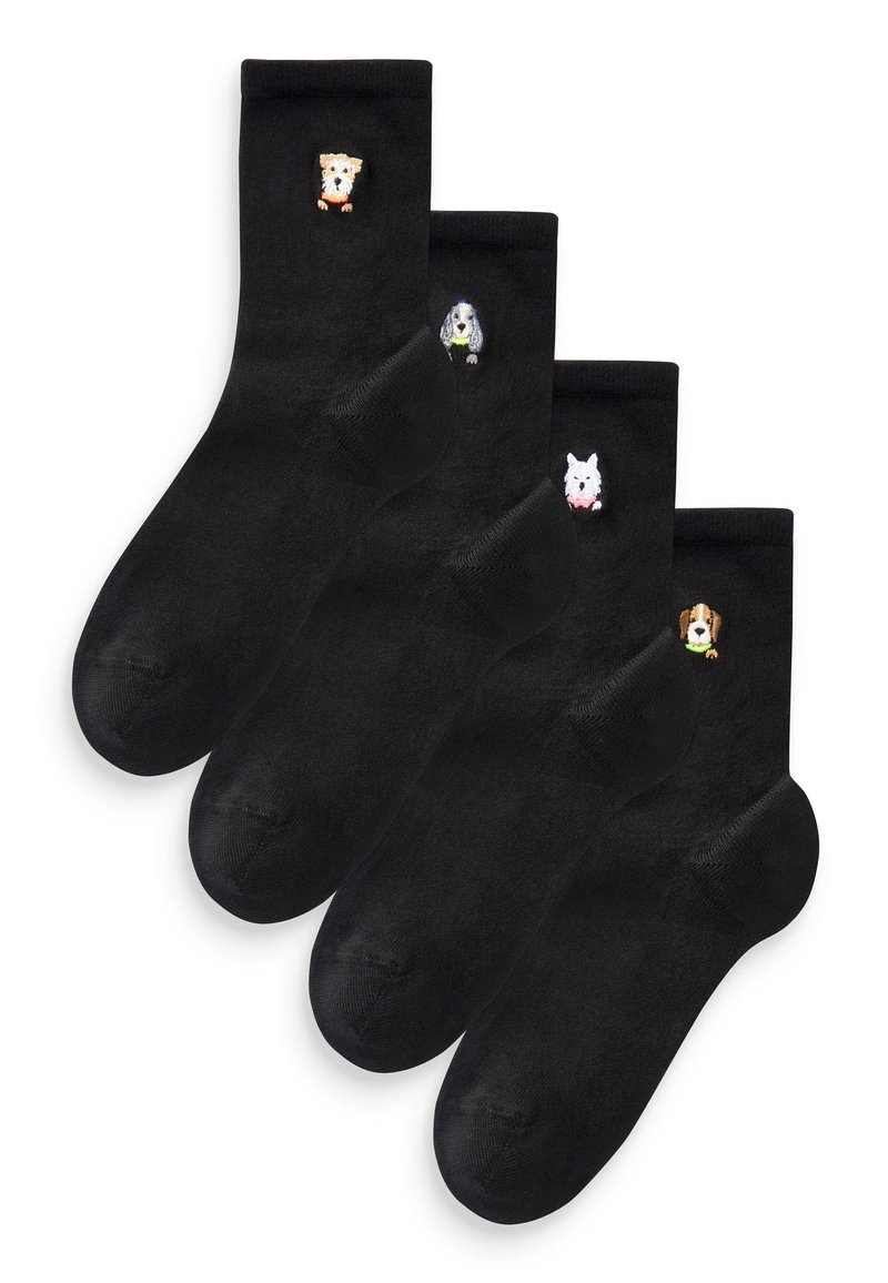 Next EMBROIDERED DOG FACES ANKLE SOCKS 4 PACK Socken black/schwarz