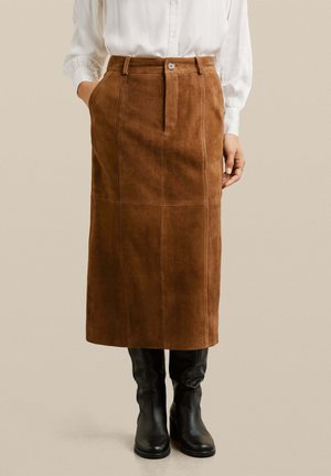 W11 RINA - Falda de cuero - toffee brown